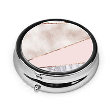 Spliced - Contenitore rotondo per pillole in marmo oro rosa con 3 scomparti in metallo, per medicina e vitamine, per viaggi all'aperto