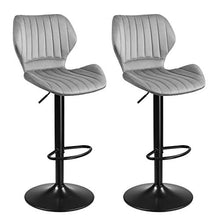 SONGMICS Sgabello da Bar, Set di 2 Sedie da Cucina, Sedia da Bar con Struttura in Metallo, Superficie in Similpelle, Poggiapiedi, Altezza Regolabile, Montaggio Facile, Vintage, Grigio Chiaro LJB070G02