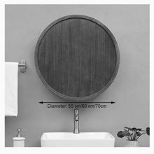 XM-MIRROR Specchio da Bagno Rotondo con mobiletto, Bagno con Armadio a Muro, Specchio per Il Trucco, armadietto dei medicinali con Struttura in Legno a Chiusura lenta a 3 Livelli,Wood Color,70cm