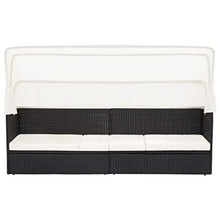 FAMIROSA Divano da Giardino con Tettoia in Polyrattan Nero