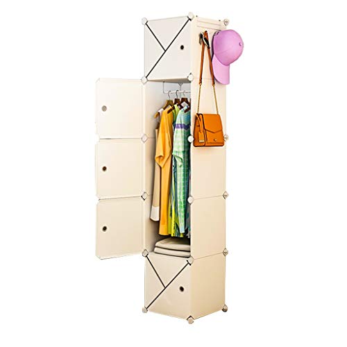Locker Noleggio Home Camera Armadio Armadio Rimovibili Organizer Armadio di Immagazzinaggio di Vestiti di Plastica Scaffalature Hanging Dormitorio MUMUJIN (Color : White, Size : 39X47X183CM)