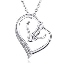 Baoxiaohed Collana in Argento Sterling, 925 Sterling Argento Stile Moda Madre Cuore Collana Doppio Cavallo Testa, Adatto per La Festa della Mamma, Regali di Anniversario E Regali di Compleanno