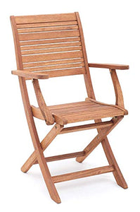 Totò Piccinni Poltrona in Legno Naturale in Eucalipto per Tavolo da Giardino Bar Casa Sala da Pranzo (1)