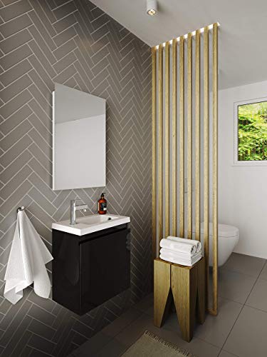 Allibert Mobili da Bagno Set Sottopensile 40 cm Lavabo Specchio Pre-assemblati senza Maniglie