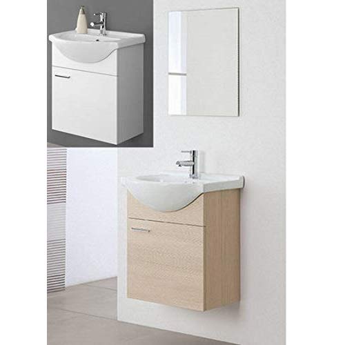 Arredo Bagno sospeso Rovere specchiera 56 lavabo Ceramica mobili I