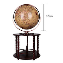 JNMDLAKO Globo Grande mappamondo educativo con Base in Legno Portabottiglie per Vino Bar in Stile retrò Portabottiglie Portabottiglie per Vino Organizzatore per Bevande Antico 62CM