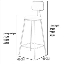 LTPY Sgabello da Bar Semplice in Ferro battuto Sgabello Alto Sgabello da Bar Tavolo e Sedia da Bar - Sedia da Bar nordica Sgabello da Bar Seggiolone A + (Colore: Bianco, Dimensioni: 75cm)