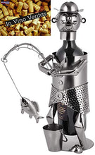 BRUBAKER Portabottiglia da Vino dal Raffinato Design Pescatore con Pesce - Portabottiglie per Vino in Metallo con Biglietto di Auguri