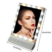 Specchio per Il Trucco con Luci A LED Ricaricabili, LED Compatto Specchi da Tavolo Dual Power Supporto Regolabile con Cavo di Alimentazione USB Specchi per Il Trucco Trucco