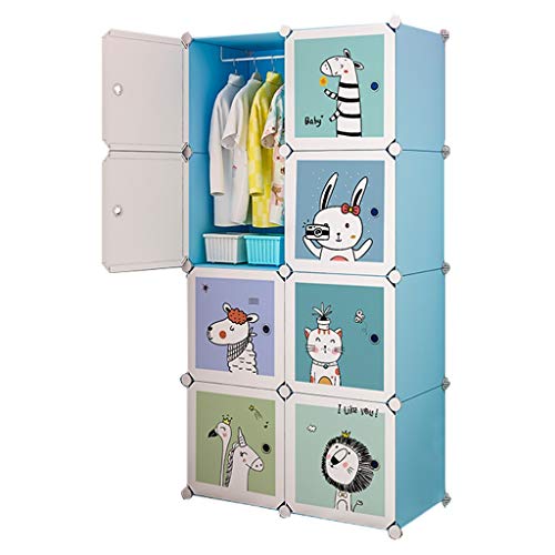 Locker Armadio Armadio Armadio Hanging Rimovibili di Plastica WithDoor Scaffali Divide-Grid Abbigliamento Home Camera Dormitorio MUMUJIN (Color : Blue, Size : 75X47X147CM)