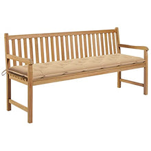 vidaXL Panca da Giardino con Cuscino Beige 175 cm Massello di Teak