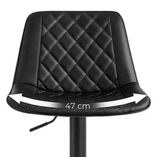 SONGMICS Set di 2 Sgabelli da Bar, Altezza Regolabile, con Schienale, Seduta Imbottita, Poggiapiedi Metallico e PU Trapuntata, in Soggiorno e Ristorante, Portata di 120 kg, Nero LJB073B01