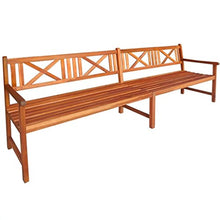 SHENGFENG Panca da giardino, in legno di acacia, panca per sedersi, panca esterna, 240 x 56 x 90 cm