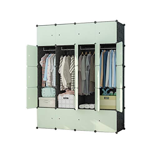 Guardaroba Armadio di Combinazione a Strati Semplice Moderna Armadi a noleggio economiche Assemblea Domestica Camera Staccabile (Verde) FANJIANI (Size : 147x47x183cm(A))