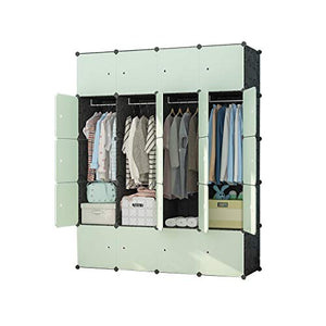 Guardaroba Armadio di Combinazione a Strati Semplice Moderna Armadi a noleggio economiche Assemblea Domestica Camera Staccabile (Verde) FANJIANI (Size : 147x47x183cm(A))