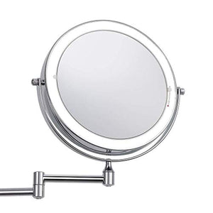 JJZI-L Bagno Specchio Rotondo, Metallo Illuminate Uomini Specchio da rasatura Piccolo Appartamento Fold Specchio di Bellezza Multifunzione Dressing Specchio