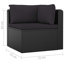 Tidyard Set 7 pz Divani da Giardino con Cuscini in Polyrattan Nero,Divano Modulare,Divano in Rattan,Divano da Salotto,Divani da Salotto