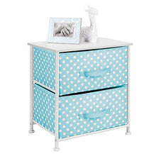 mDesign Mobiletto con due cassetti in fibra sintetica – Comodo organizer cameretta con fantasia a pois – Piccola cassettiera per bambini perfetta per la cameretta o la nursery – turchese e bianco