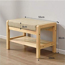 YANG Poggiapiedi Imbottito in Legno Change Scarpe Banco del Pattino tormenta Guardaroba Multifunzione Pouf ottomano Carico 250kg (Color : A, Size : 55x33x36cm)