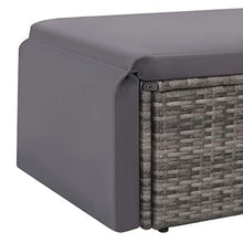 Kshzmoto Pratico Divano Doppio per Esterni, Divano a Due posti da Giardino Grigio e Grigio Scuro 123 x 65 x 72 cm (L x P x A) -con 1 Sgabello e 5 Cuscini