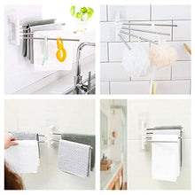 Portasciugamani a 4 bracci, in acciaio inox, senza fori, rotazione di 180°, per bagno e cucina