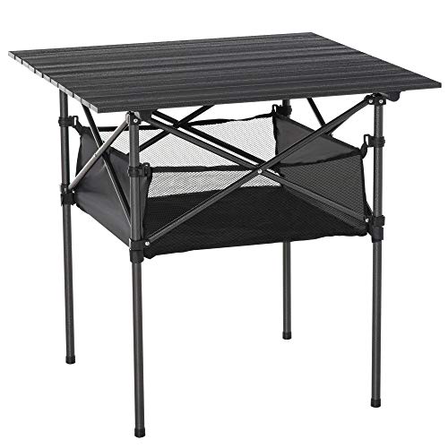 giordano shop Tavolo Pieghevole da Campeggio 70x70x69 cm in Alluminio Nero