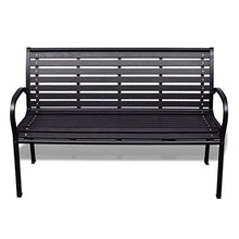 Wakects, panca da giardino a 3 posti, in legno, resistente alla corrosione, per esterni, con struttura in acciaio, struttura solida per casa, giardino, parco, 124,5 x 61 x 81,3 cm