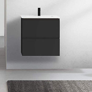 Randalsa Mobili KOL 60 cm | Antracite Laccato | 60 x 60 x 45 cm | Mobile con 2 cassetti + lavabo in Ceramica