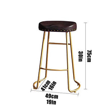 yunyu Sedia Ufficio,Sgabello da Bar Alto Marrone Dorato, (Altezza Seduta 75 cm, 30 Pollici), Cuscino in Pelle Artificiale con Struttura in Ferro per ristoranti, Bar, caffè, banco Reception