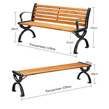 outdoor product Panchina da Giardino con Patio Esterno,Panca da Giardino con Schienale E Braccioli, Panca da Esterno con Seduta in Legno Massello Anticorrosivo E Struttura in Ghisa, per Veranda/Prato