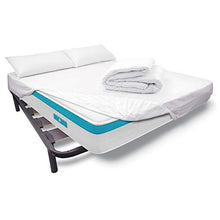 DUÉRMETE ONLINE Confezione Letto Completo con Materasso Sanex + Rete Rinforzata + Lenzuolo Protettivo Tencel + Imbottitura nordica + Cuscino, 90 x 190