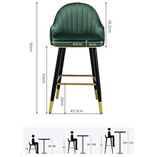 TRGCJGH Sgabello da Bar in Velluto Gambe in Legno Massello Poggiapiedi Sedia Cucina Sedile Colazione （Gamba Effetto Ottone） Sgabelli da Bar,C-65CM