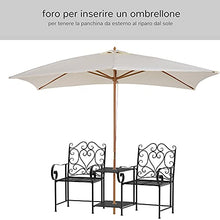 Outsunny Panchina da Giardino 2 Posti con Tavolino e Foro per Ombrellone, Arredamento da Esterno retrò 160x61x96cm Nero