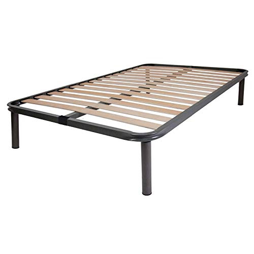 SomnusSana - Rete in Ferro con Piedi e Doghe in Legno cm 120x195 H40 una piazza misura personalizzata