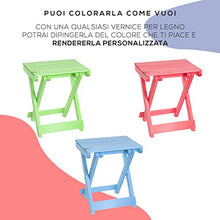 GIURIC Sgabello in Legno Pieghevole Ultraleggero Salvaspazio 2a Rev. Made in Italy Utile per Esterno ed Interno, Campeggio e Giardino. Robusto Come Sedia o Tavolino. Richiudibile Ergonomico
