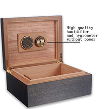 BLLXMX Humidor De Marque Sigari Humidor Desk Humidor Cedar, con Igrometro E Umidificatore, 30 con Scomparti Rimovibili Sigari Neri