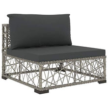 vidaXL Set Divani da Giardino 6 pz con Cuscini Foderati Lavabili Modulare Leggero Elegante Arredi da Esterno in Polyrattan Grigio Telaio in Acciaio