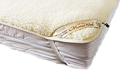 Merino Wool Mattress Topper Pad 90 x 190 letto singolo Vendita Coprimaterasso in Lana Merino , COPRIMATERASSO 90 x 190 cm ,Con elastici agli angoli.