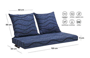 EXTROITALY Belem Onda Blu Set Cuscini 120x60 + schienali 60x60 pz.02 per Esterno/Interno arredo Pallet da Giardino Divanetto per bancale Cuscini Interno Poliuretano Tessuto Lavabile Sfoderabile