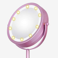 AJH Specchio ingranditore Specchio per Trucco luci, Specchio per Trucco Illuminato ingrandimento 3X, Specchio cosmetico con luci, Doppia Rotazione 360 Lucida finitu