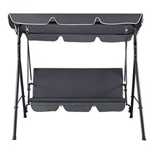 [en.casa] Dondolo da Giardino a 3 Posti di Seduta con Tettuccio Parasole Inclinabile e Rimovibile 172 x 112 x 152 cm Struttura in Acciaio Tessuto Idrorepellente - Grigio Scuro