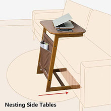 FGDSA Struttura del Comodino del Divano in bambù, Tavolo Portatile per Laptop con Custodia in Tessuto Non Tessuto, Comodino Senza Spazio