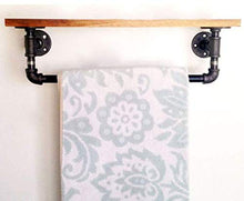 AGGF Mensola a Muro, portasciugamani da Parete per Bagno con divisorio in Legno massello, Appendiabiti da Parete Industriale per Montaggio a Parete in Stile Rustico, 120 cm