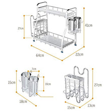 &ripiano di stoccaggio Scaffali da cucina in acciaio inossidabile, scaffale multifunzione for uso domestico, portaoggetti, contenitore for coltelli, ripiano for coltelli -2 strati Scaffale di finitura