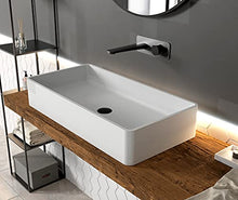 Lavabo da appoggio in solid surface PB2013-80 x 40 x 14,5 cm - bianco opaco