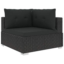 vidaXL Set Divani da Giardino 5 pz con Cuscini Foderati Lavabili Modulare Leggero Elegante Arredi da Esterno in Polyrattan Nero Telaio in Acciaio