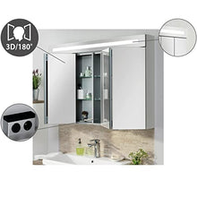 FACKELMANN Set di mobili da bagno Stanford 3 pezzi, con mobiletto sospeso e vasca in ceramica da 110 cm e armadietto a specchio a LED
