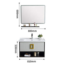 Set di Mobiletti Specchio e Lavabo Bagno Vanity Home Mirror Armadio Bagno Cabinet Set Balcone Mobile Bagno Vanity Ceramica (Color : Gray, Size : 48x81x53cm)