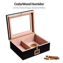 ZSY Cedar Wood Desktop Cigar Humidor with Tray And Adjustable Divider - Digital Hygrometer, Front Edge Stainless Steel Patch, Great for Home, Office, Bedroom