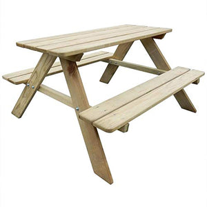 Tavolo da Picnic per Bambini, Tavola Gioco Gruppo Tavolo con panche per Bambini, Set tavolo e panche pic nic, in Legno di Pino, 89 x 89.6 x 50.8 cm